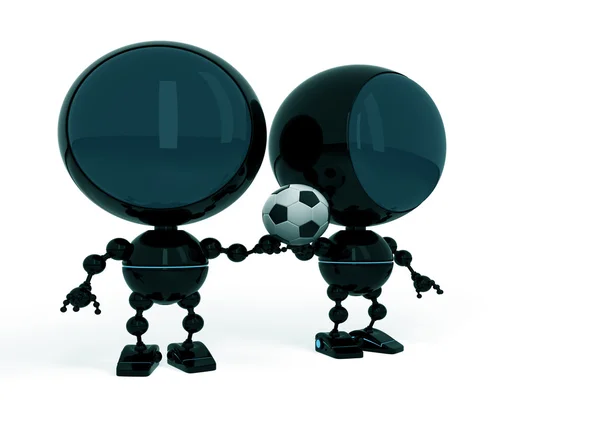 Két fekete labdarúgók tartsa egy labdát — Stock Fotó
