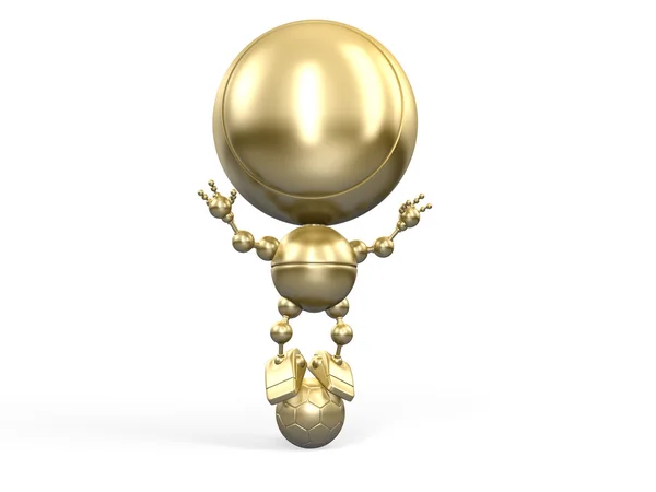 Золотая фигура на мяче — стоковое фото