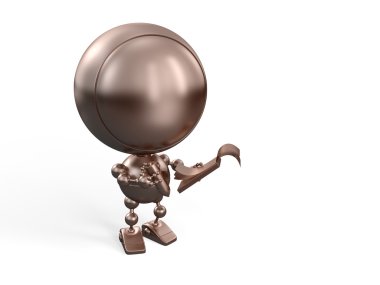 Bronze robot makes notes clipart