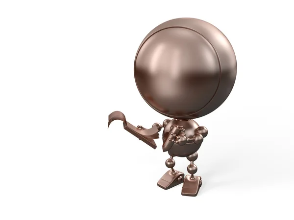 Robô de bronze faz anotações — Fotografia de Stock