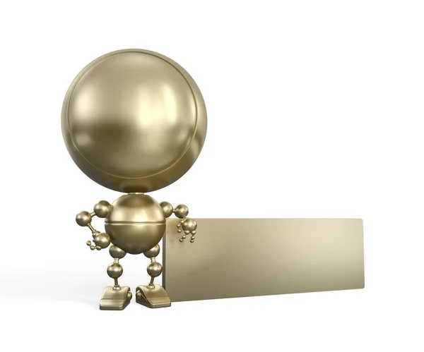 Golden toy with empty board — Stock Photo, Image