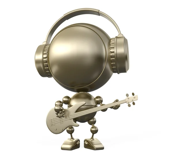 Gold robot joue de la guitare Images De Stock Libres De Droits