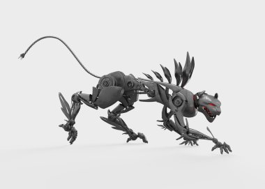 Agressive metal nano panther steals clipart