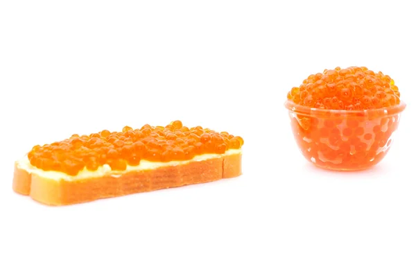 Red caviar with bread — Stock Photo, Image