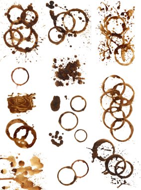 Coffee stains and splashes, isolated on clipart