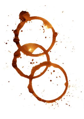 Coffee stains and splashes, isolated on clipart