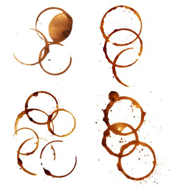 Coffee stains and splashes, isolated on clipart