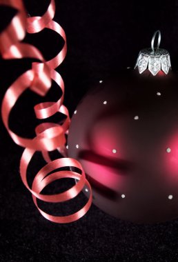 black ball with christmas decorations. christmas background. 