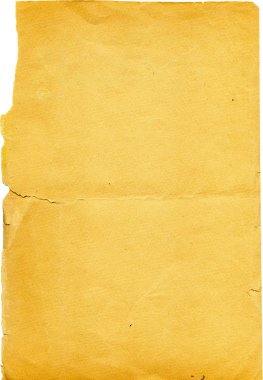 yellow old paper isolated on the white 