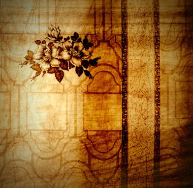 grunge background with floral ornament  clipart