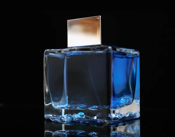 Perfume Bottle Dark Black Background — Stok fotoğraf