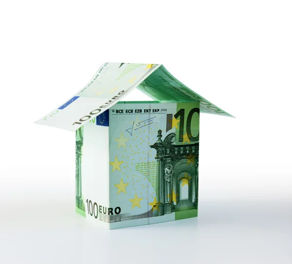 House Euro Sign Green Background — Stok fotoğraf