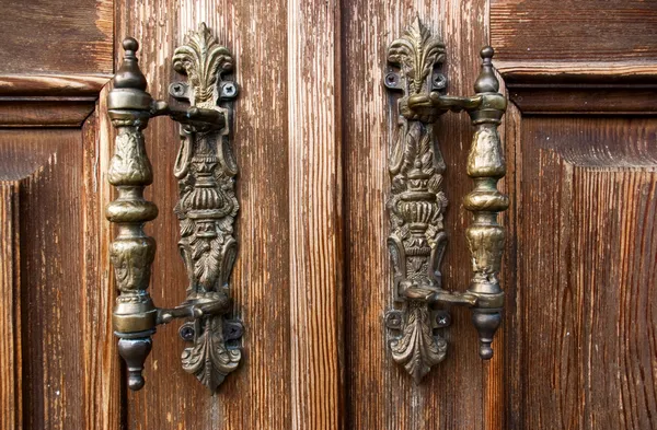 Old Door Knocker Wooden Door — Stock Photo, Image