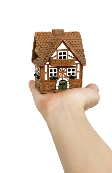 Hand Met Huis Model — Stockfoto