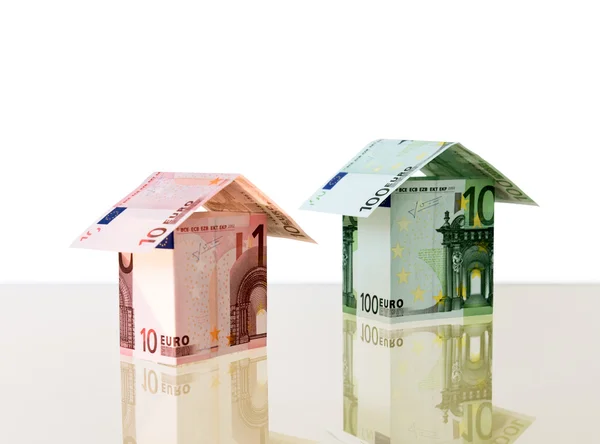 Euro Money House Isolated White Background — Stockfoto