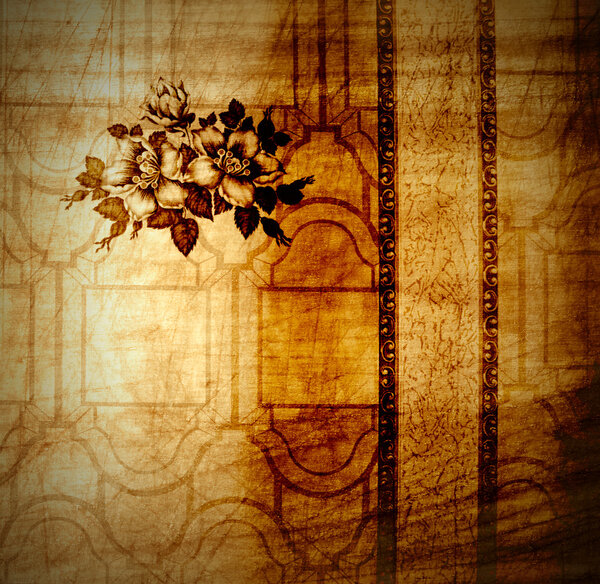 grunge background with floral ornament 