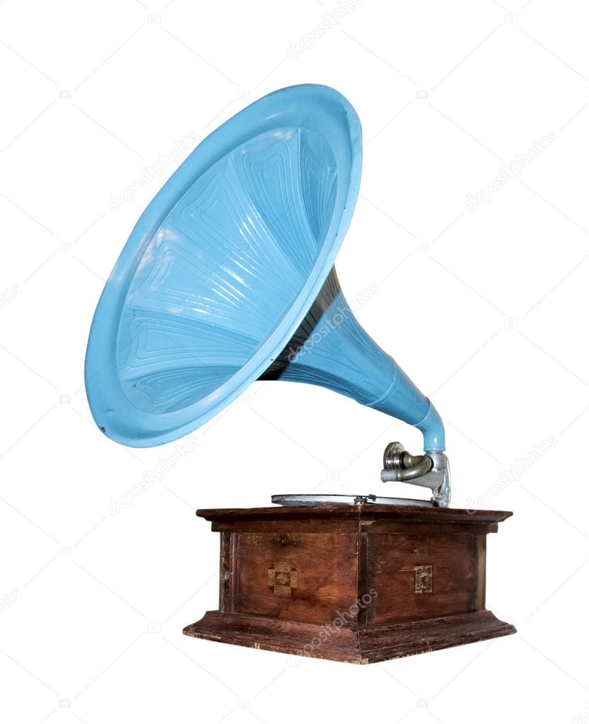 vintage gramophone isolated on white background 