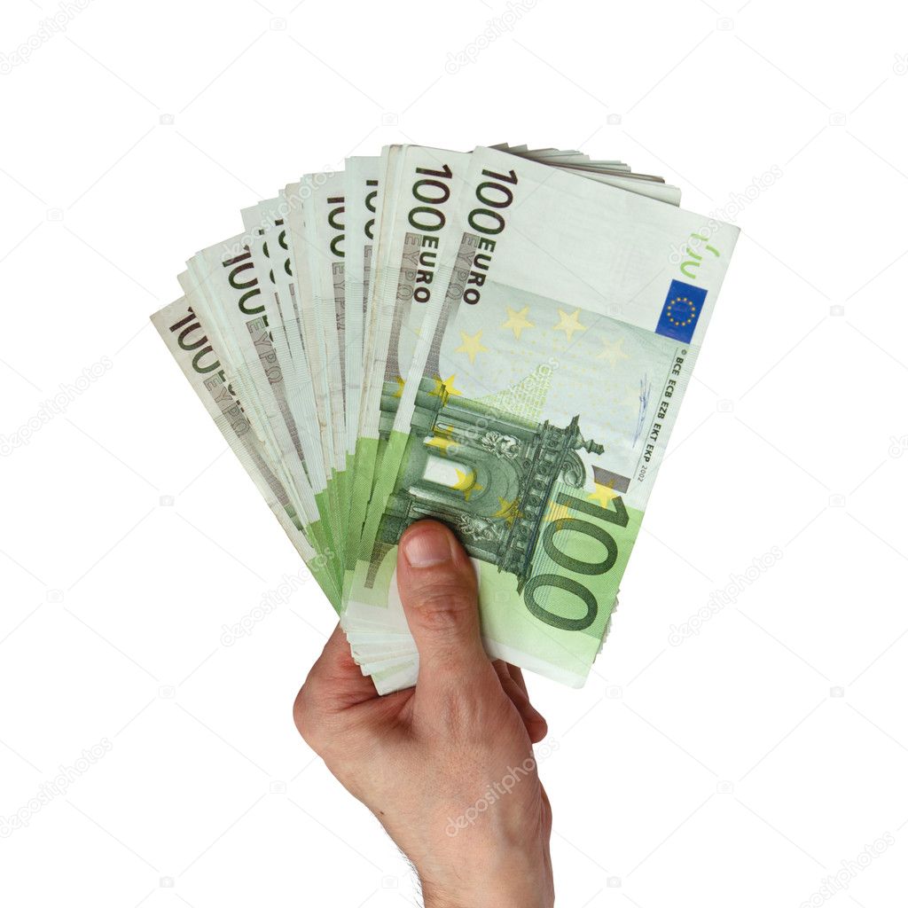 money and hand on white background 