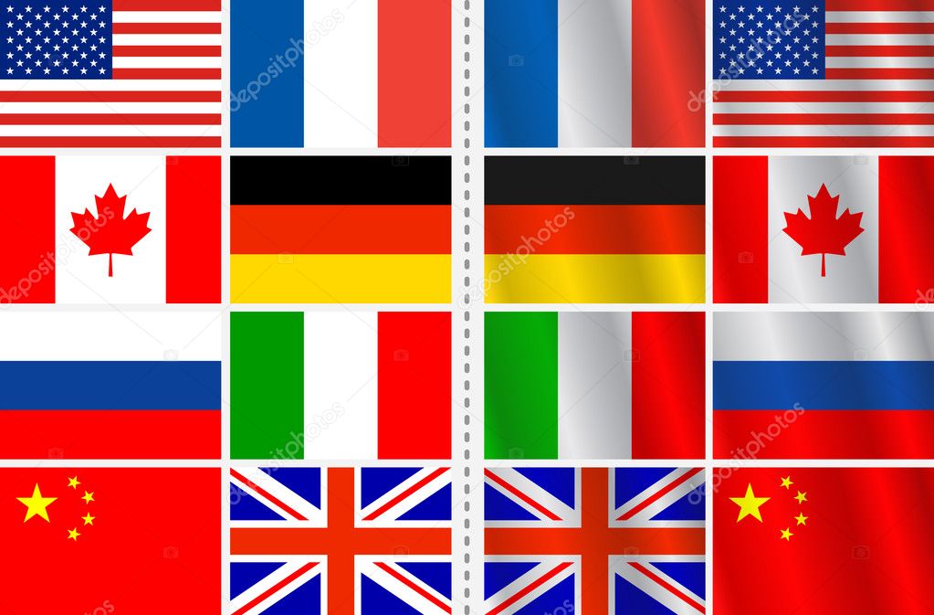 Vector set of flags with a variation