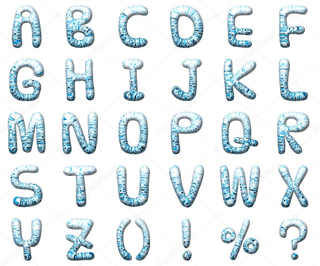 Set waterdrop letter alphabet
