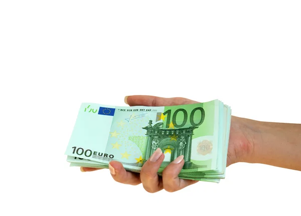 Mão tomar euro — Fotografia de Stock