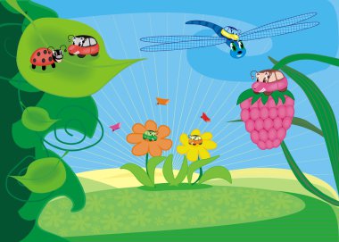 cartoon insects in the garden  clipart