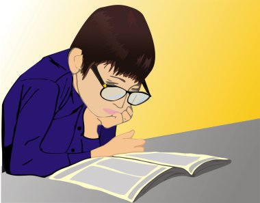 The reading boy clipart