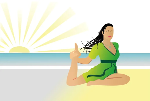 Yoga ensoleillé — Image vectorielle