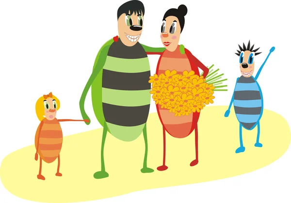 快乐的 bug 家庭 — 图库矢量图片#