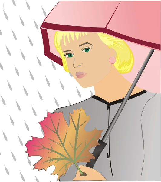 The girl under an umbrella — Stock Vector