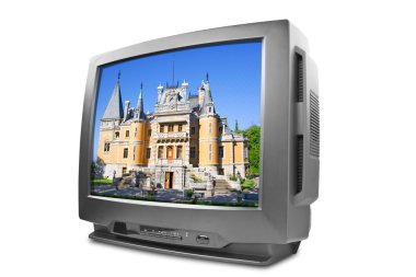 Old black TV set isolated clipart