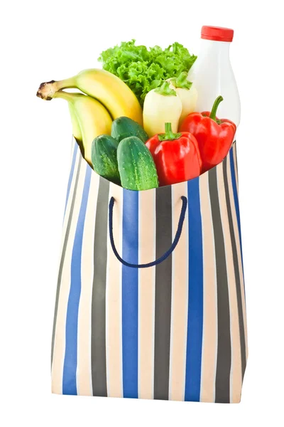 Bolsa de compras con alimentos isoalted —  Fotos de Stock