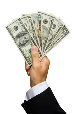 Dollars in a hand clipart