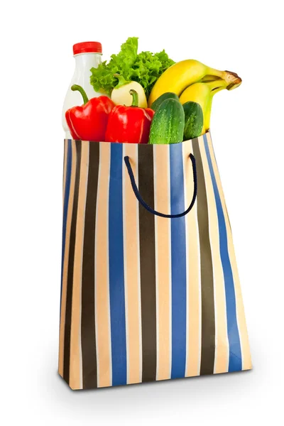 Τσάντα ψώνια με φαγητό — Φωτογραφία Αρχείου