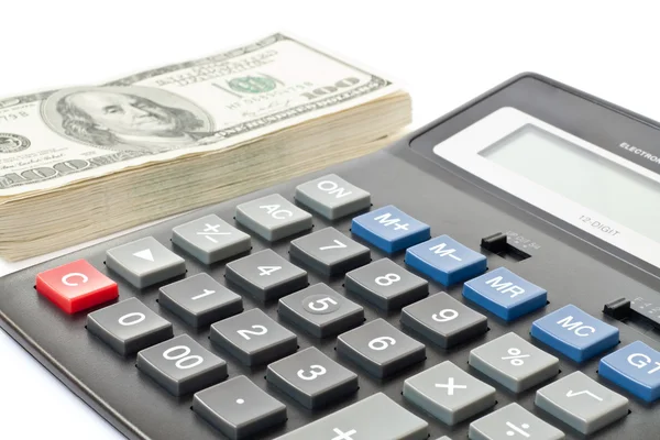 Koncepcja finansowania. pieniądze z kalkulatora — Zdjęcie stockowe