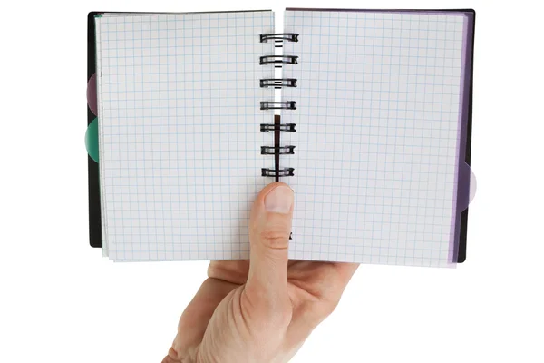 Viszont üres fehér papír notebook — Stock Fotó