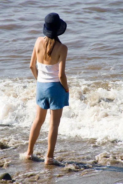 stock image Girl before a sea