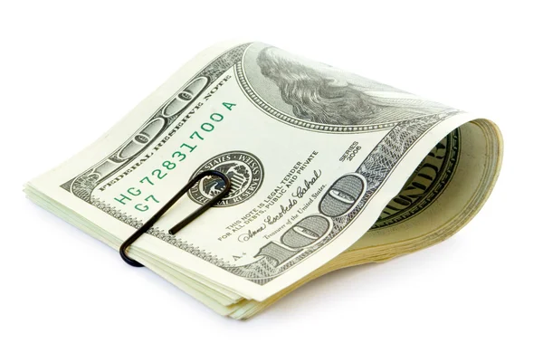 Dinheiro com clipe de papel — Fotografia de Stock