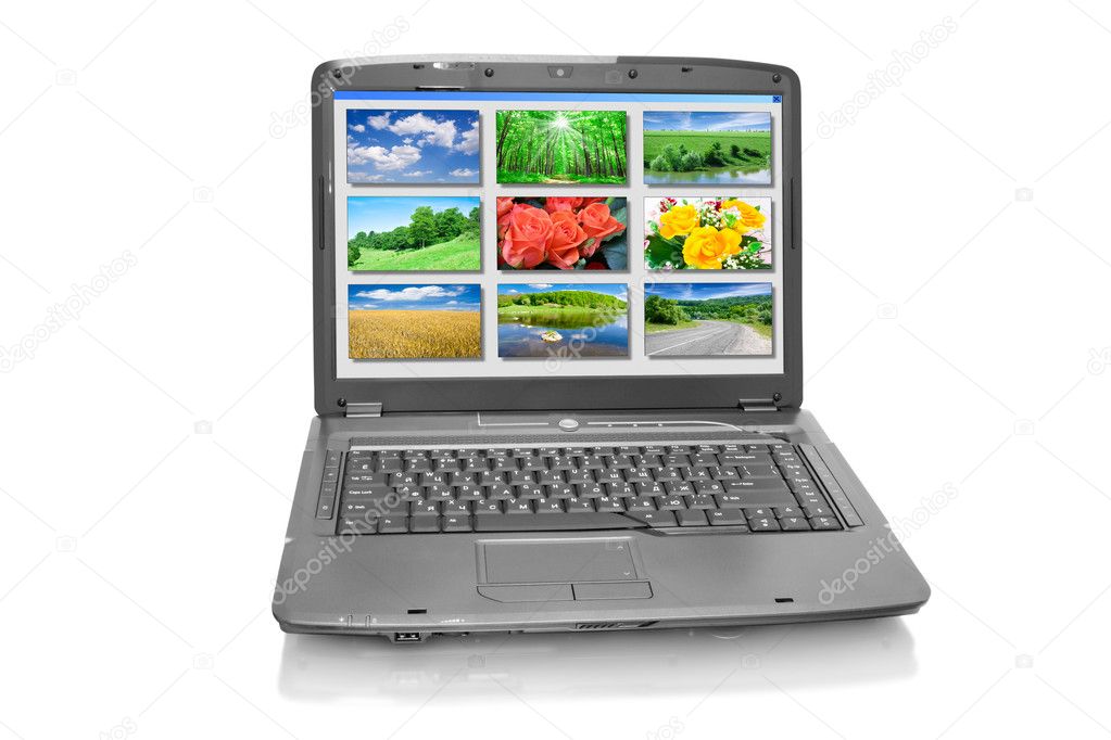 Laptop with nature photos
