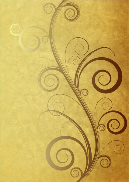 Grunge Background Golden Floral Ornament Swirls — Stockfoto