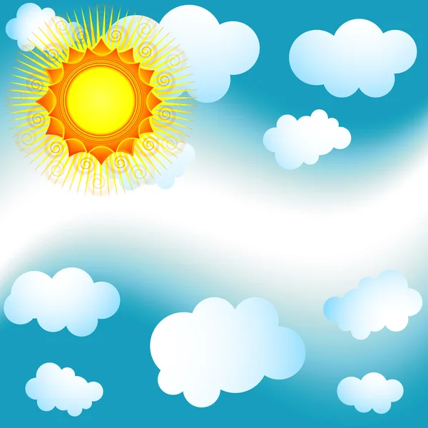 Vector Background Sun Clouds Blue Sky — Vector de stock