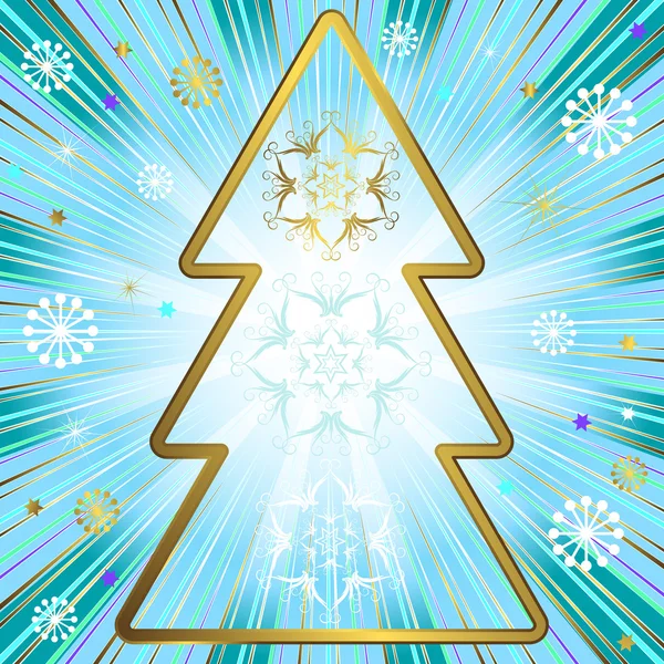 Arbre Noël Avec Flocons Neige — Image vectorielle