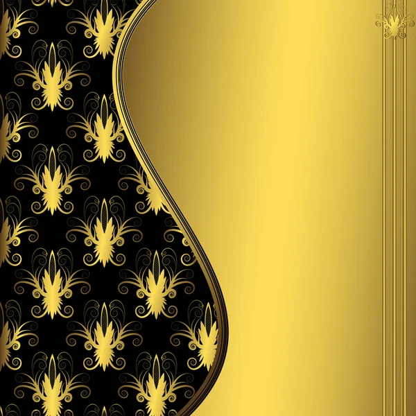 Gold Black Floral Pattern — ストックベクタ