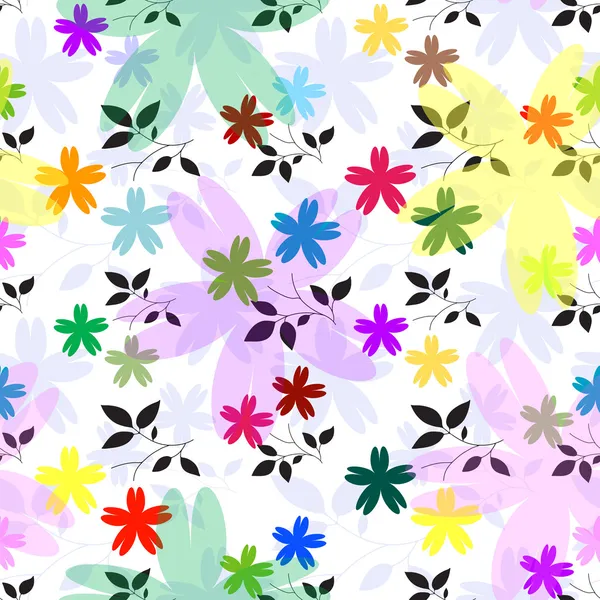 Seamless Pattern Floral Motif Black Background — Vettoriale Stock
