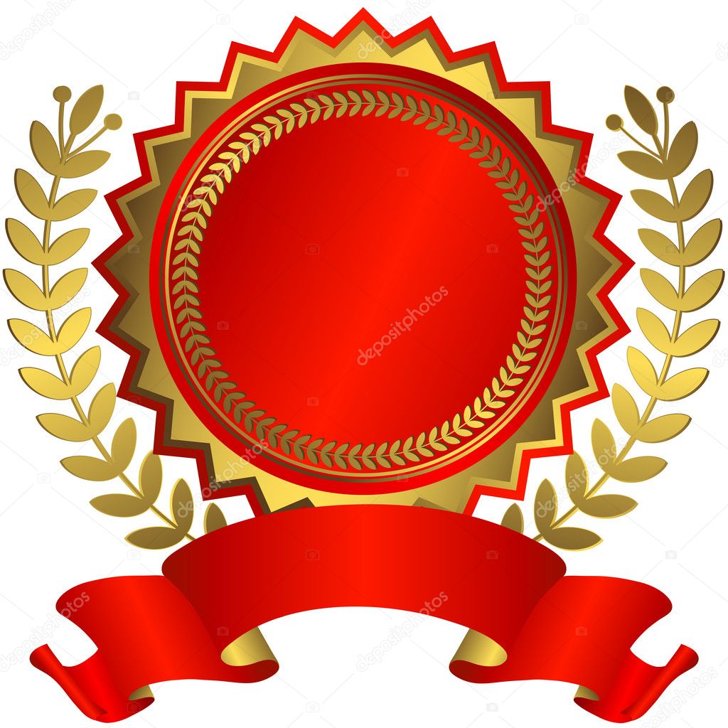 vector golden wreath with a ribbon 
