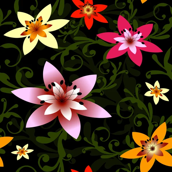 Αφηρημένη απρόσκοπτη μοτίβο λουλουδιών — Διανυσματικό Αρχείο