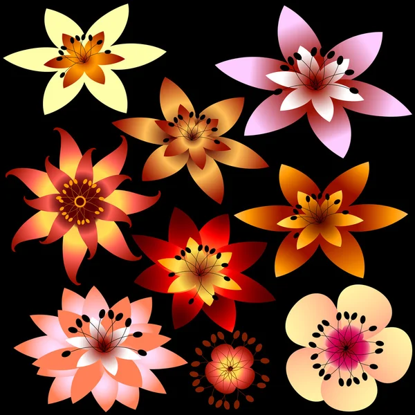 Collection fleurs abstraites — Image vectorielle