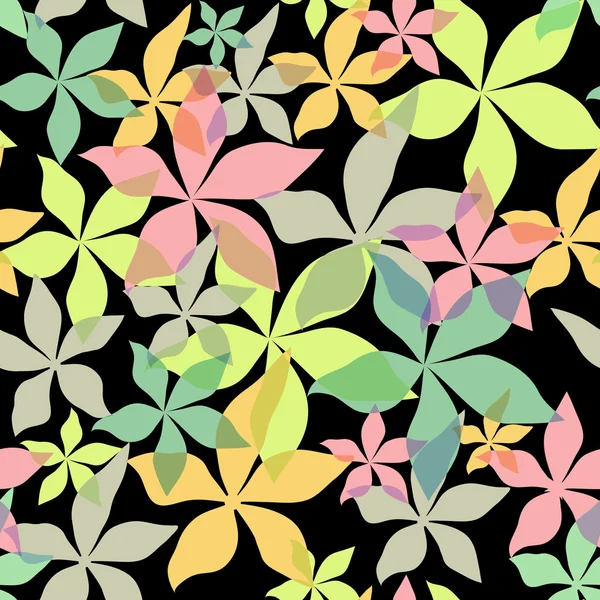 Motif floral abstrait noir sans couture — Image vectorielle