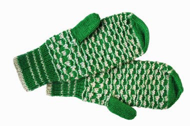 The bicoloured woolen mittens clipart