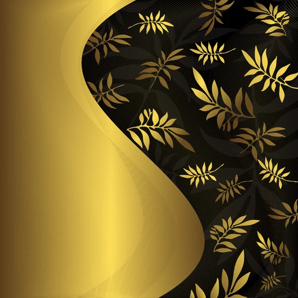 Marco dorado floral abstracto — Vector de stock